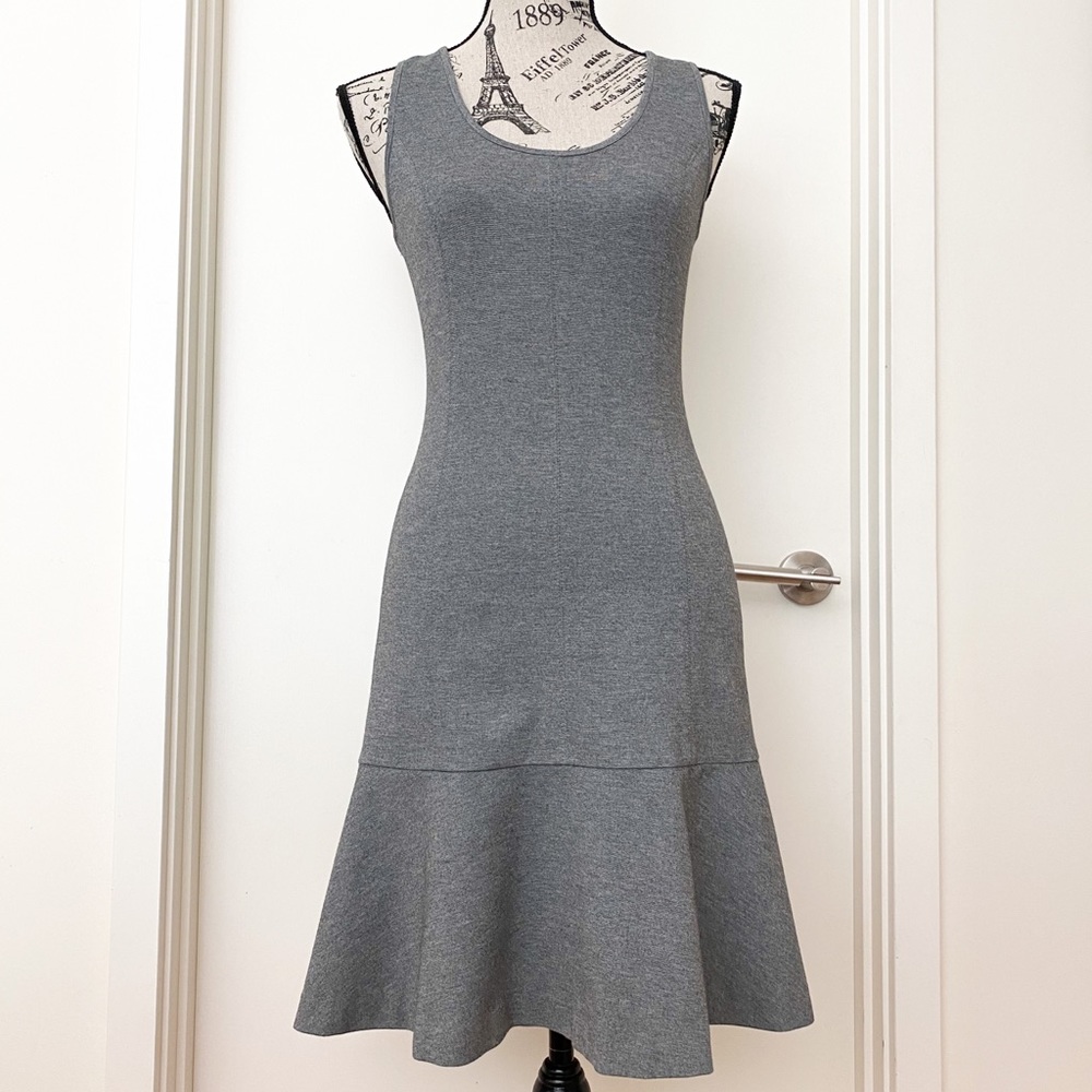 Banana Republic grey sheath dress with flounce